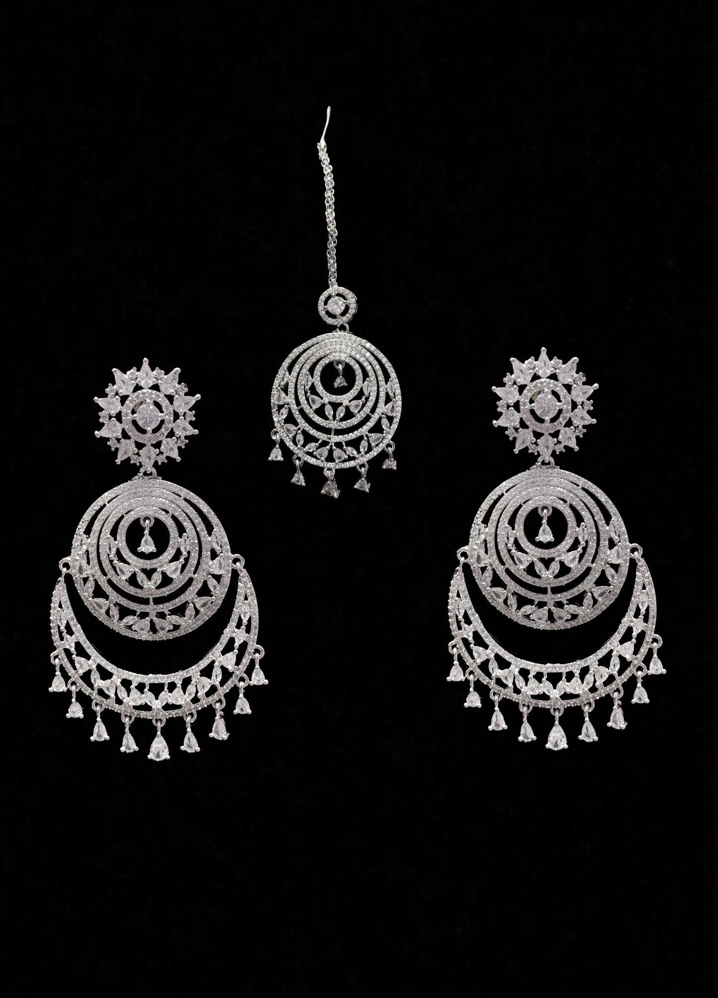 NS154 Mansi cz necklace set in silver plating ( READY TO SHIP )
