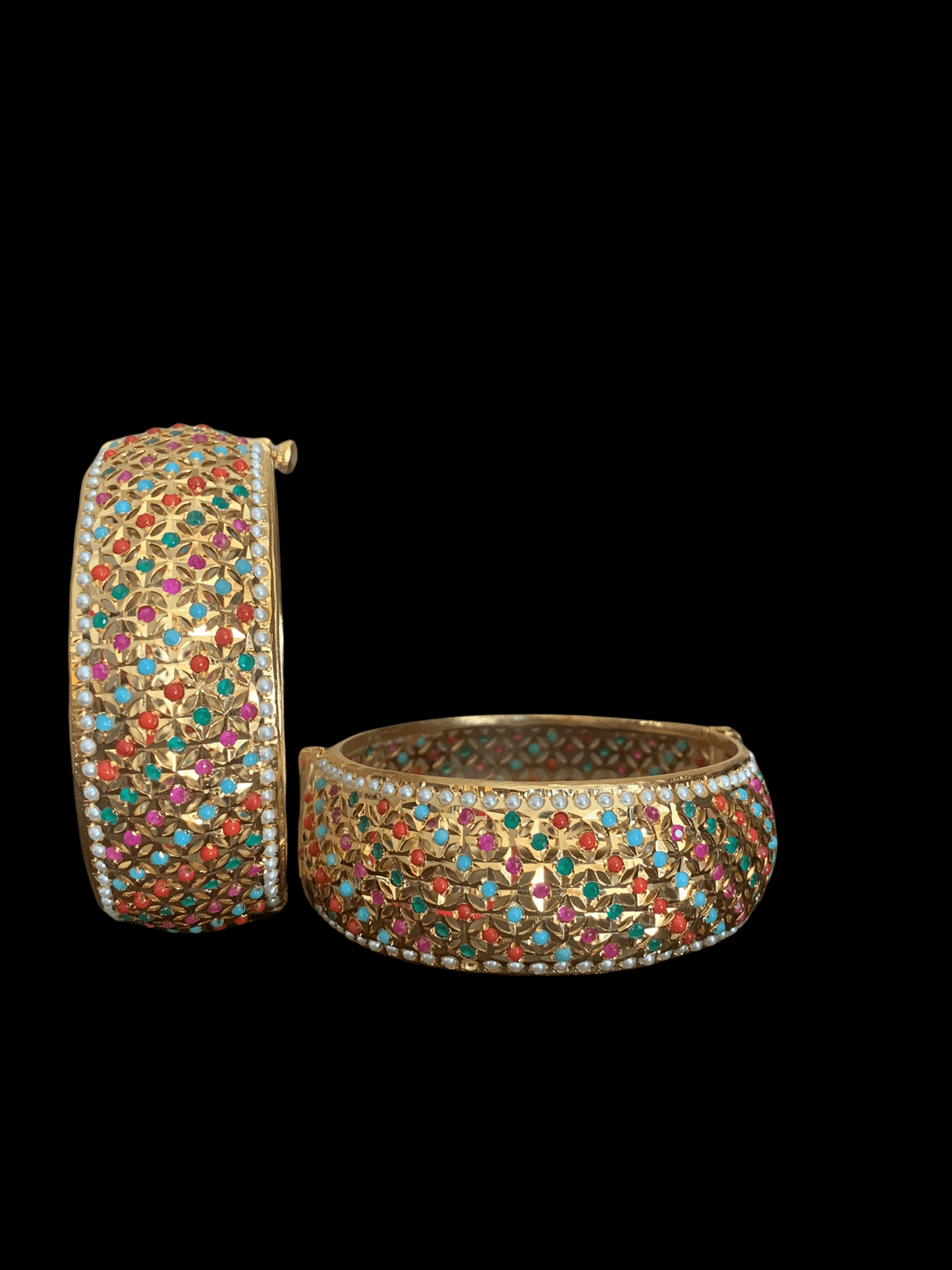 B189 Navratan jadau bangles(READY TO SHIP )