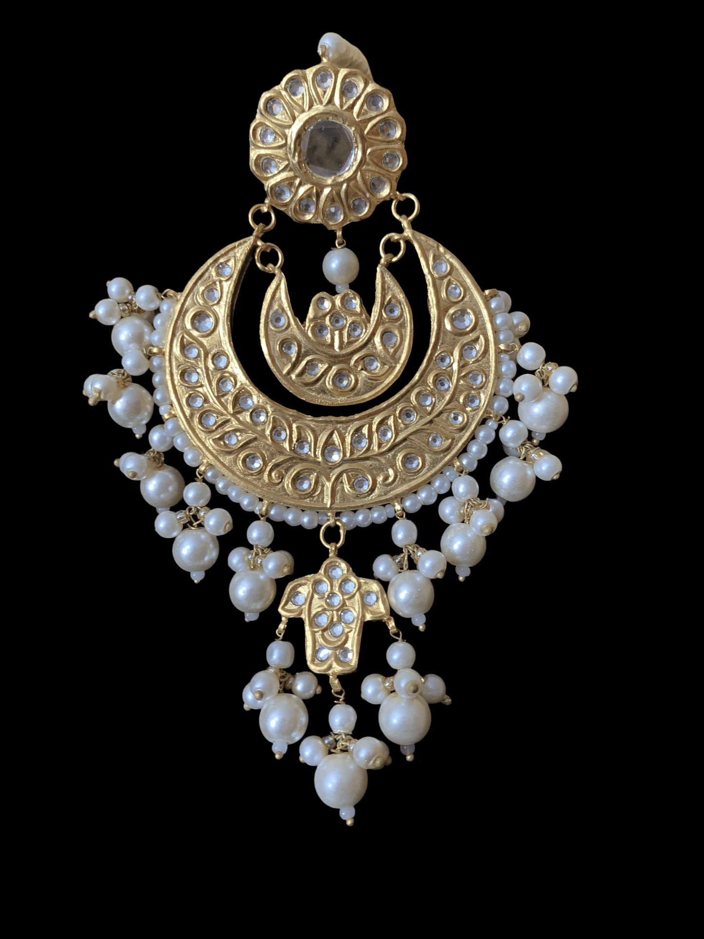 DER151 Madiha Kundan chandbali ( READY TO SHIP )