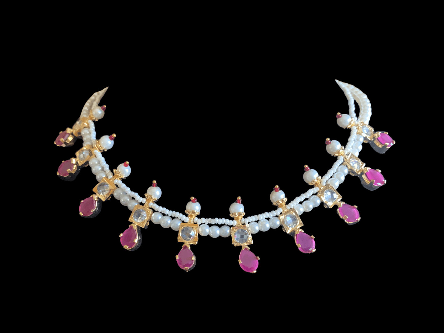 NS226 Kiara neckalce set in ruby ( READY TO SHIP )