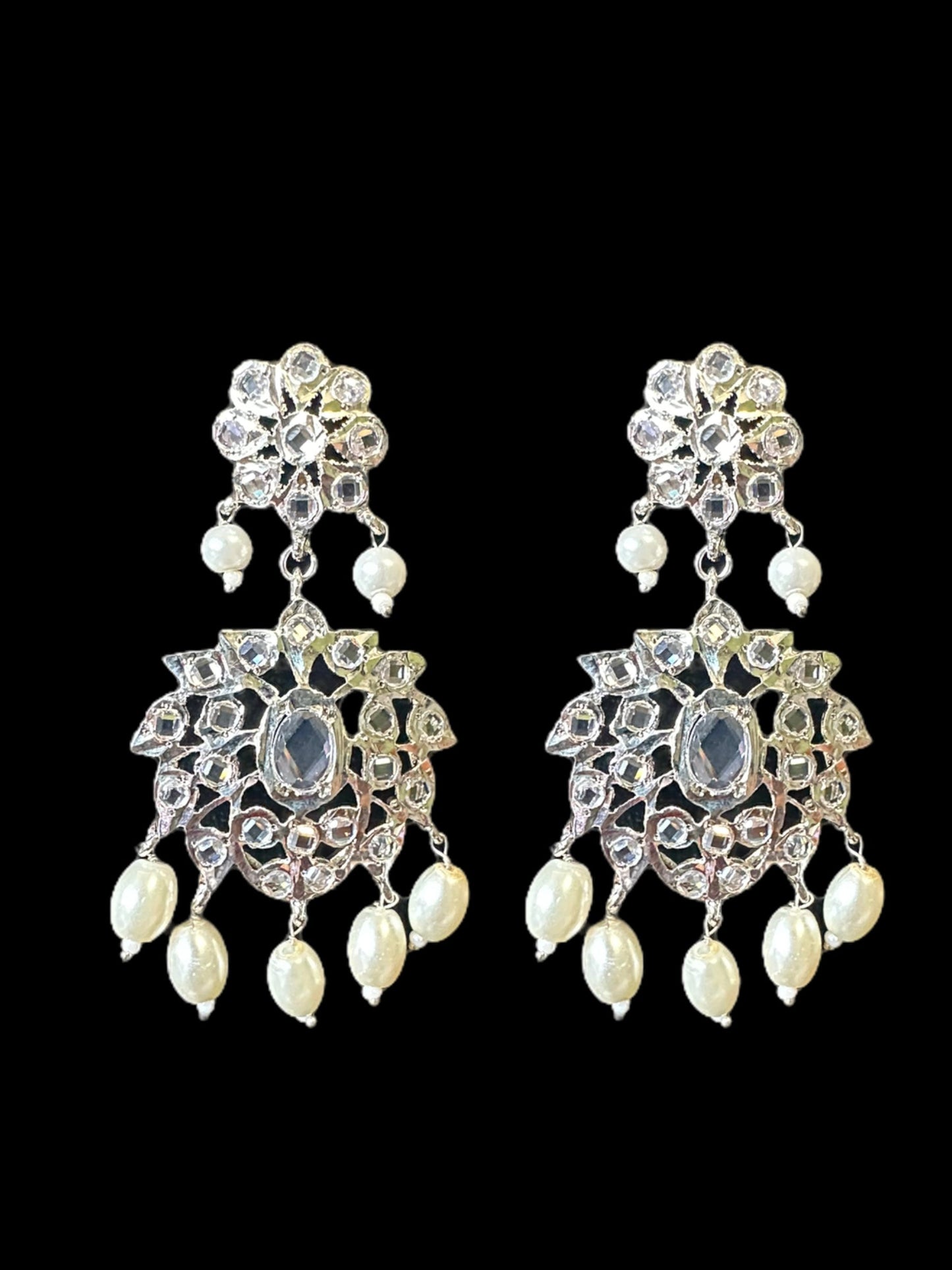 SAT76 Farmana three layer Hyderabadi necklace with earrings ( READY TO SHIP )