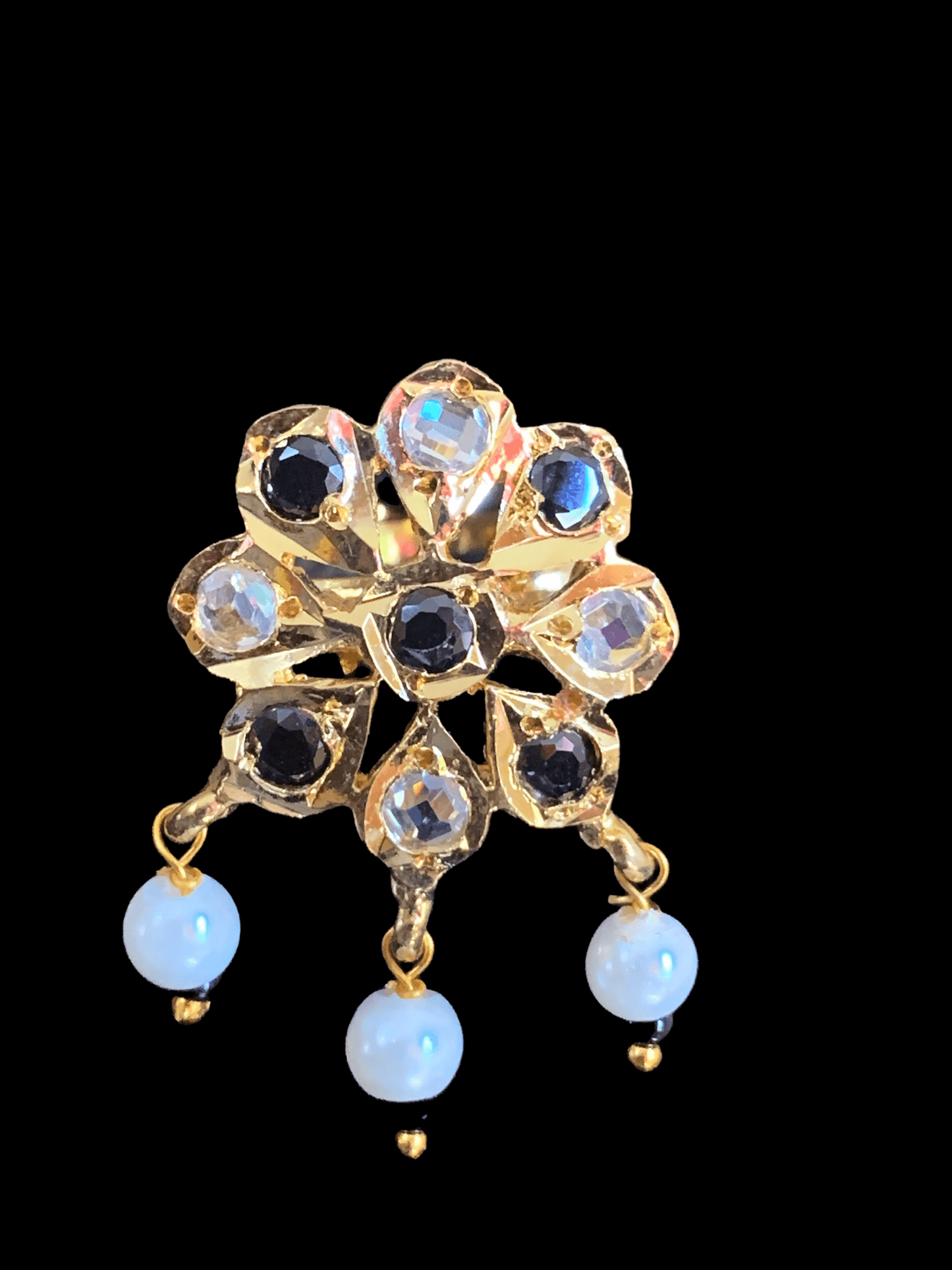 NS192 Malavika necklace set in black ( READY TO SHIP )