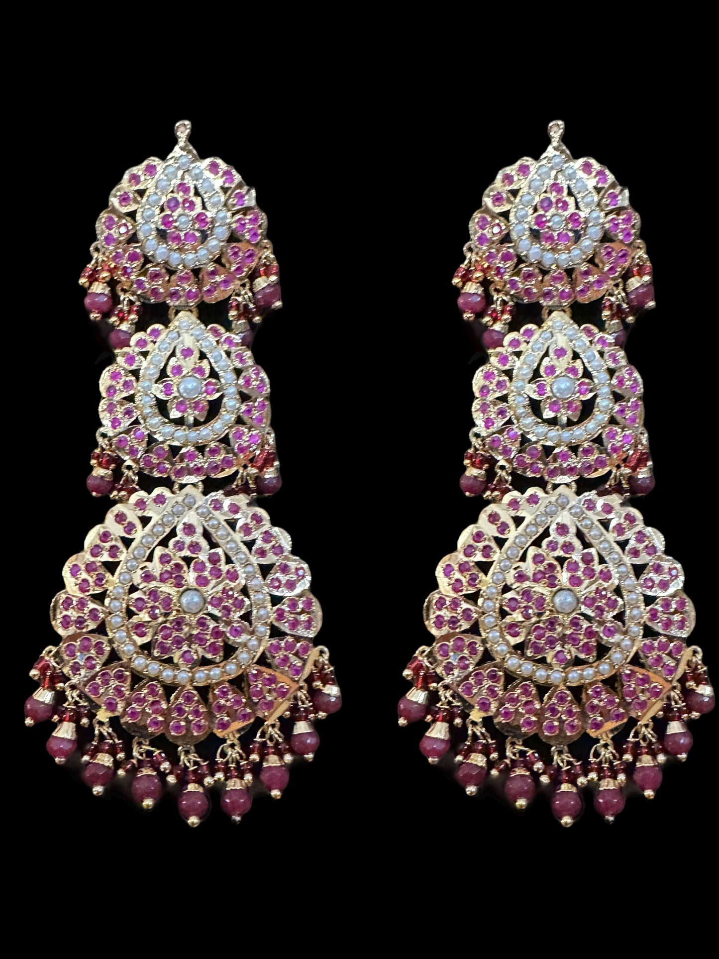 DER504 Mya gold plated earrings - ruby ( READY TO SHIP )