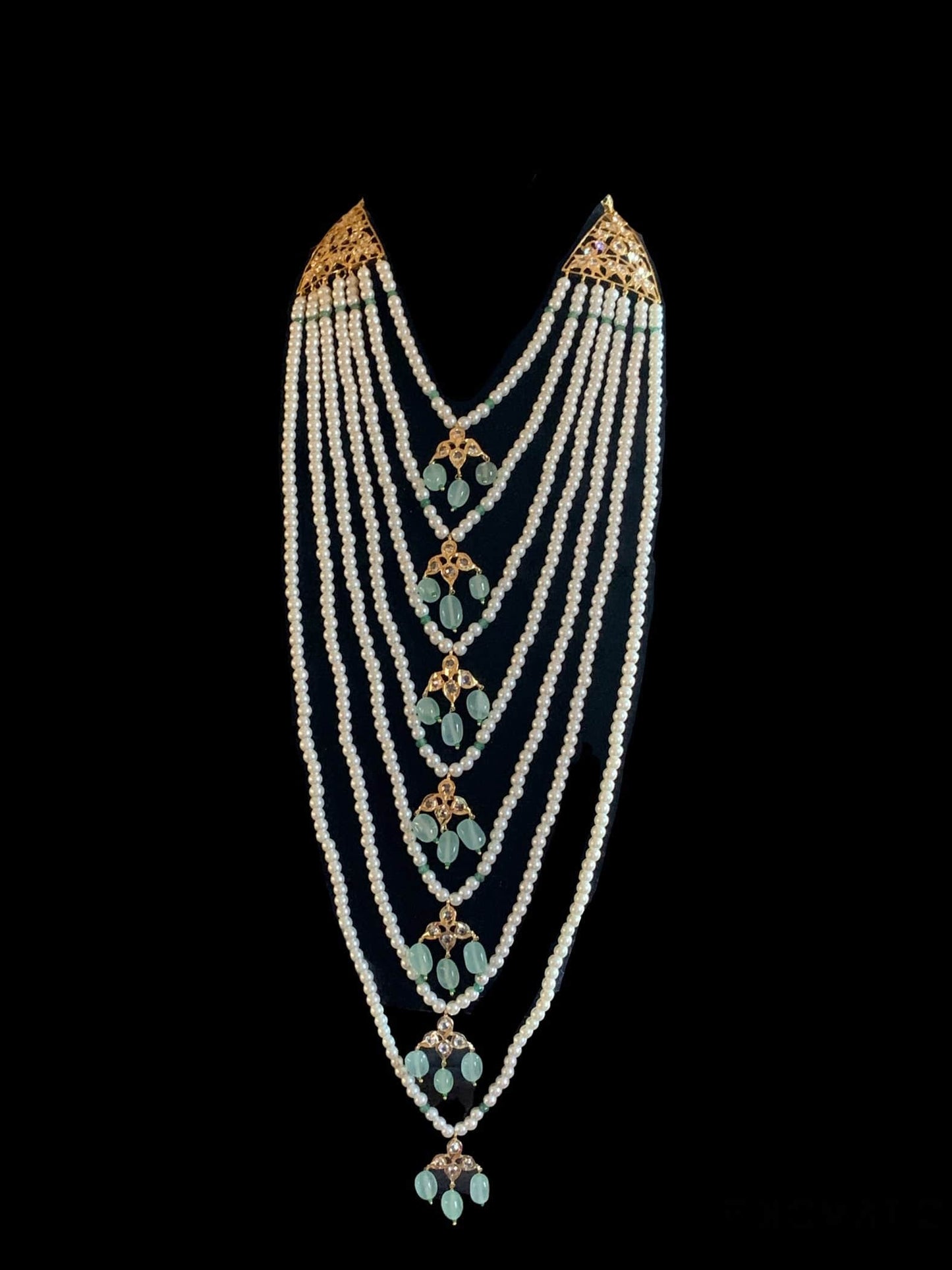 BR319 Insia hyderabadi bridal set in sea green beads ( SHIPS IN 2 WEEKS )