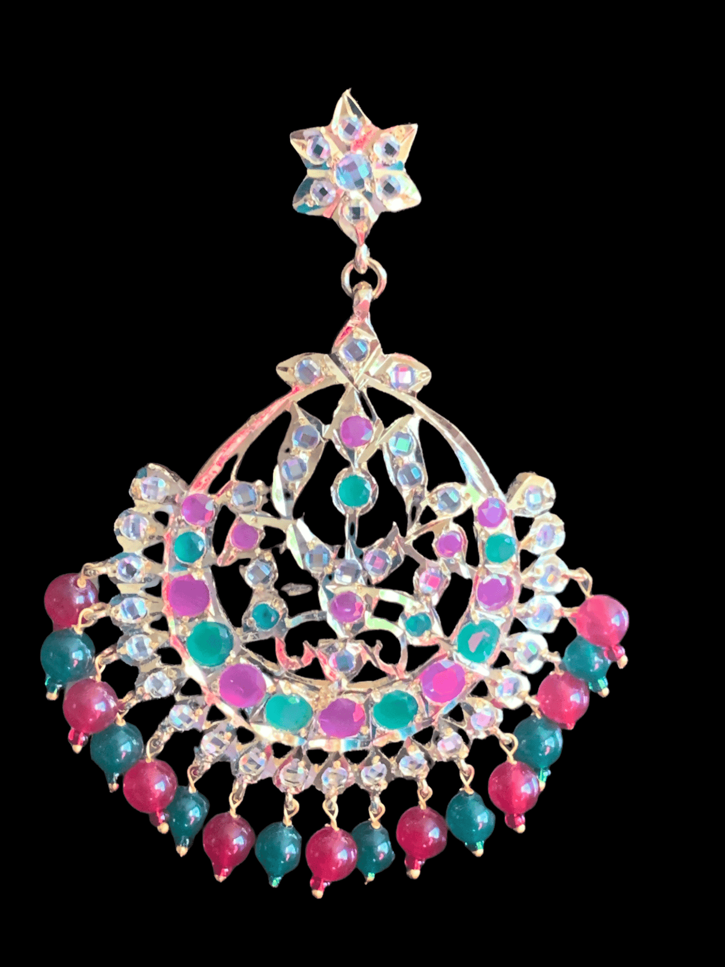 DER128 Sehra chandbali in red green ( READY TO SHIP )