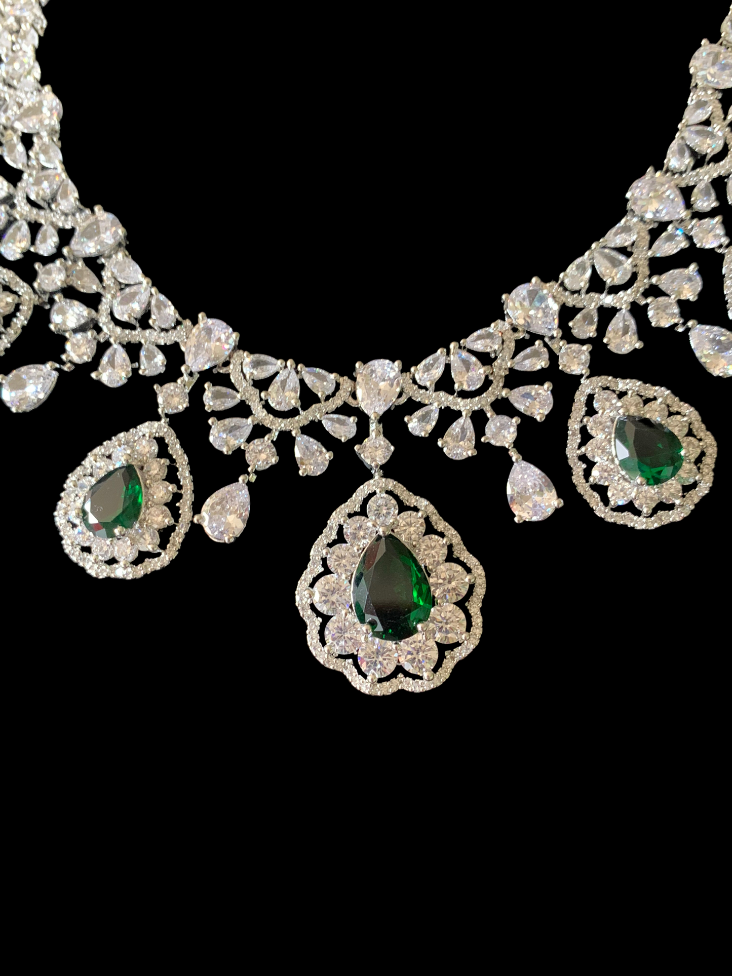 BR95 Cz necklace set - green ( READY TO SHIP )