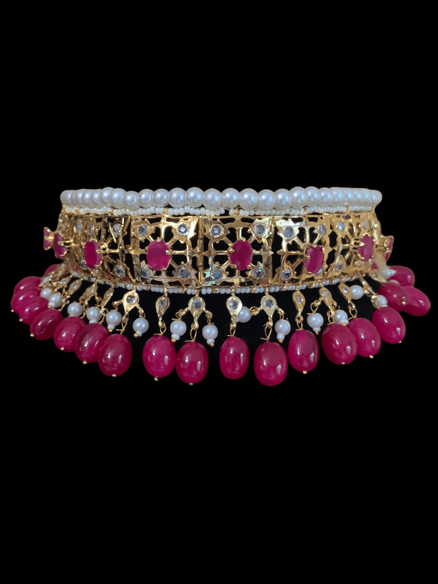 C109 Insia jadavi lacha in ruby beads (READY TO SHIP )