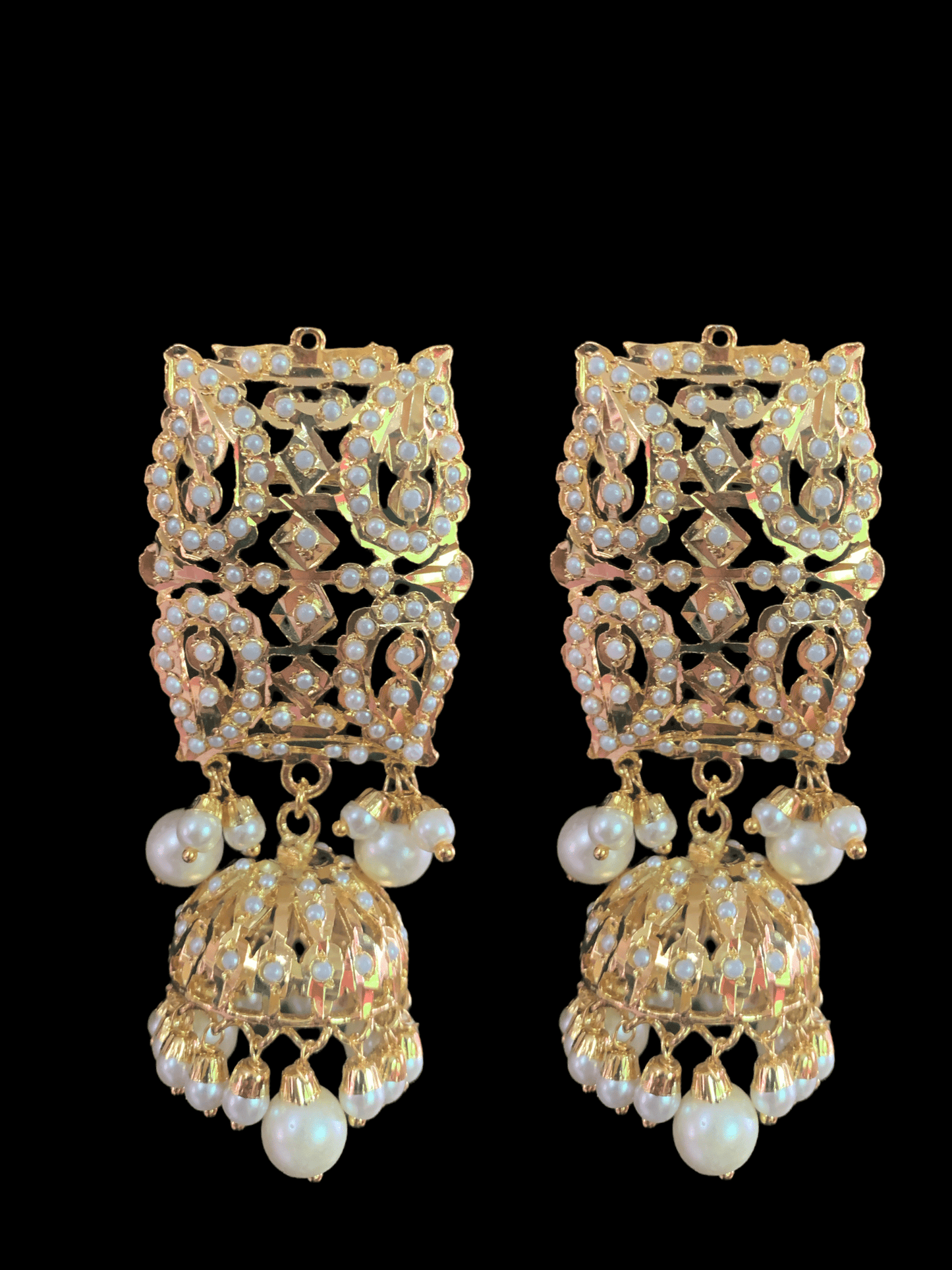 RUBIA Jadau jhumka in shell pearls ( READY TO SHIP )