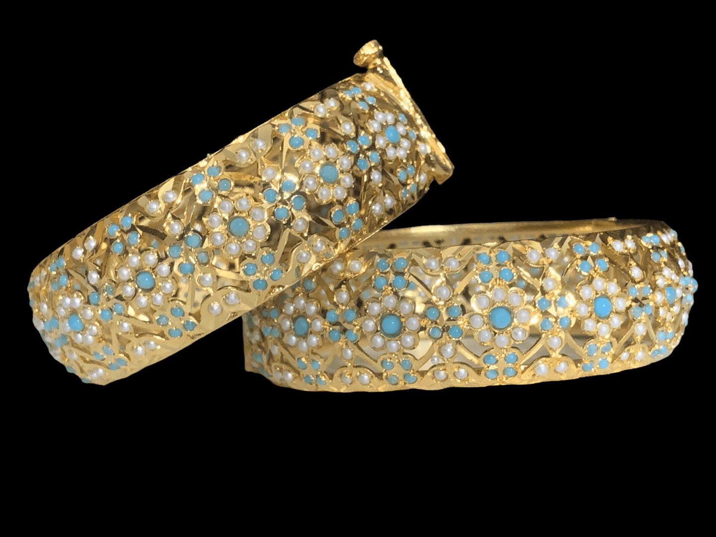 B6 Shibra bangles in turquoise one pair ( READY TO SHIP )