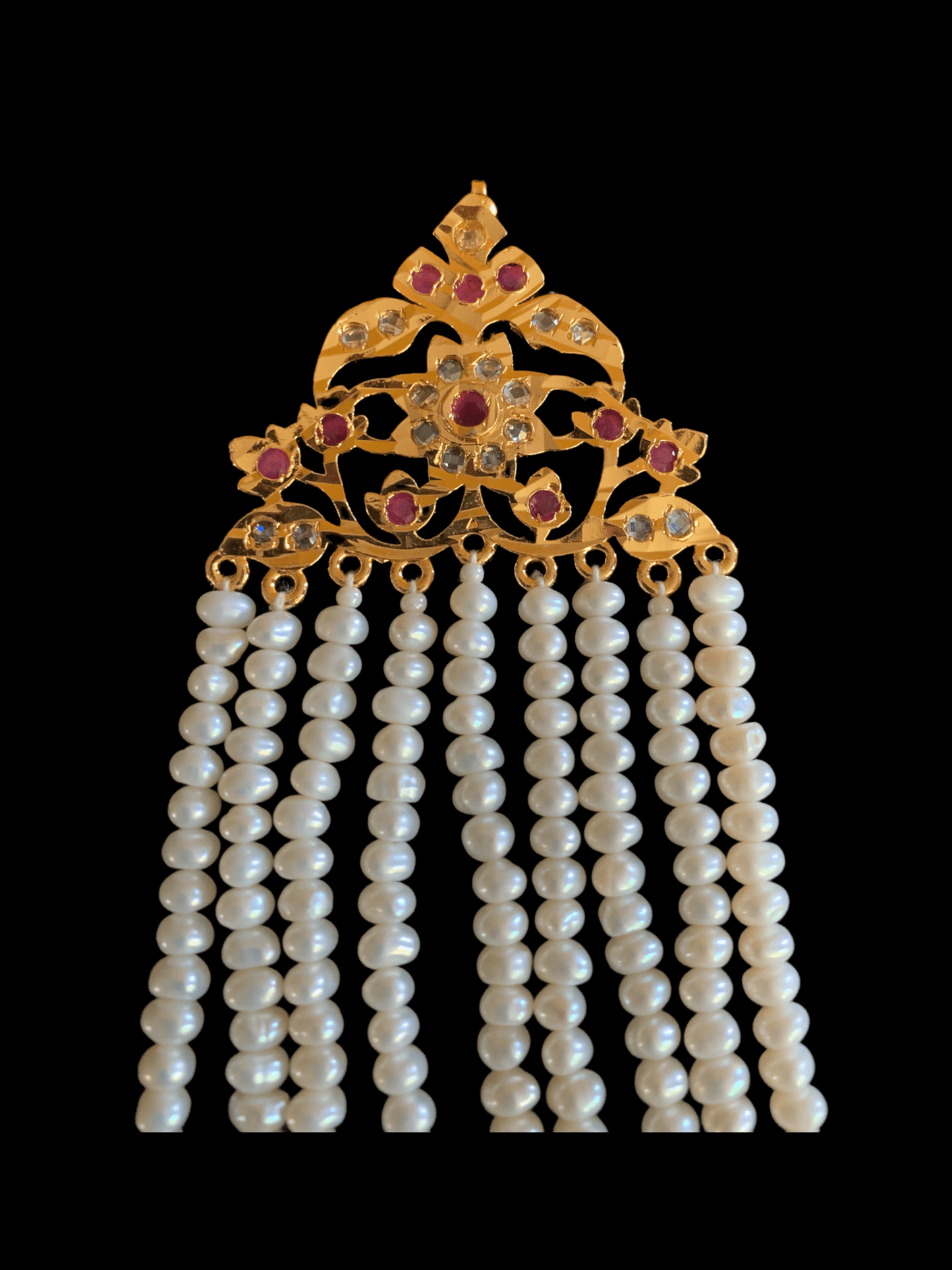 DJHR10 Abira ruby jhoomar in fresh water pearls ( SHIPS IN 1 WEEK )