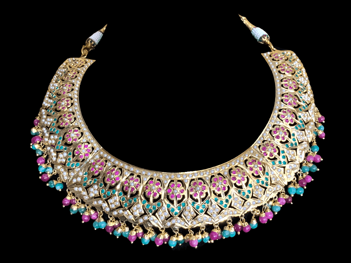 NS316 ruby emerald jadau necklace set ( READY TO SHIP)