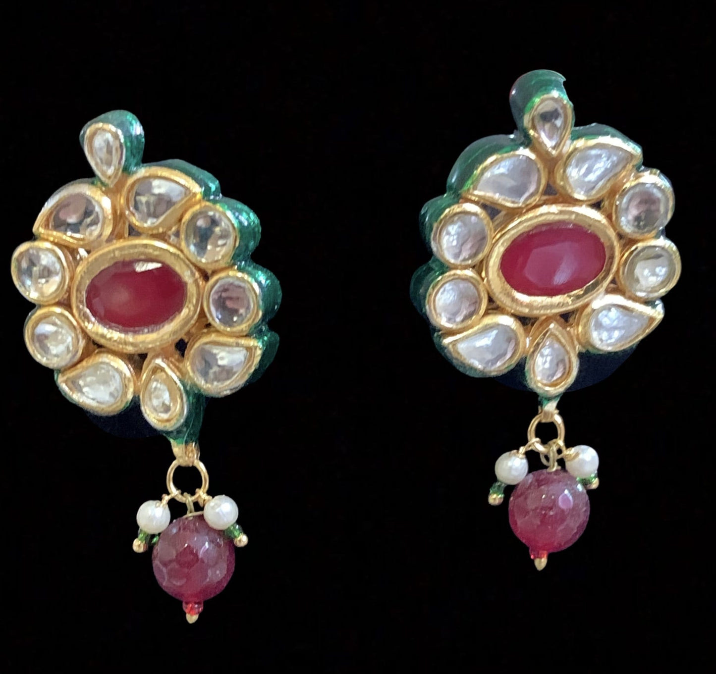 LN155 Neeli navratan rani haar with earrings ( SHIPS IN 2 WEEKS )