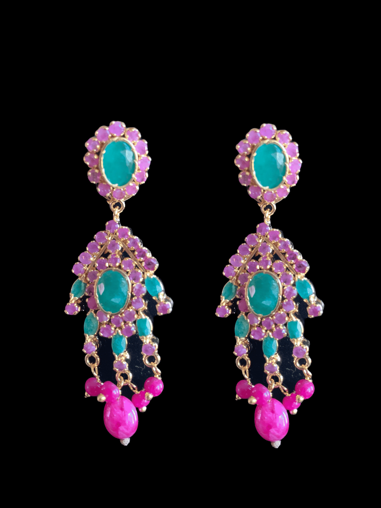 NS248 , real ruby emerald gold plated necklace set ( READY TO SHIP)