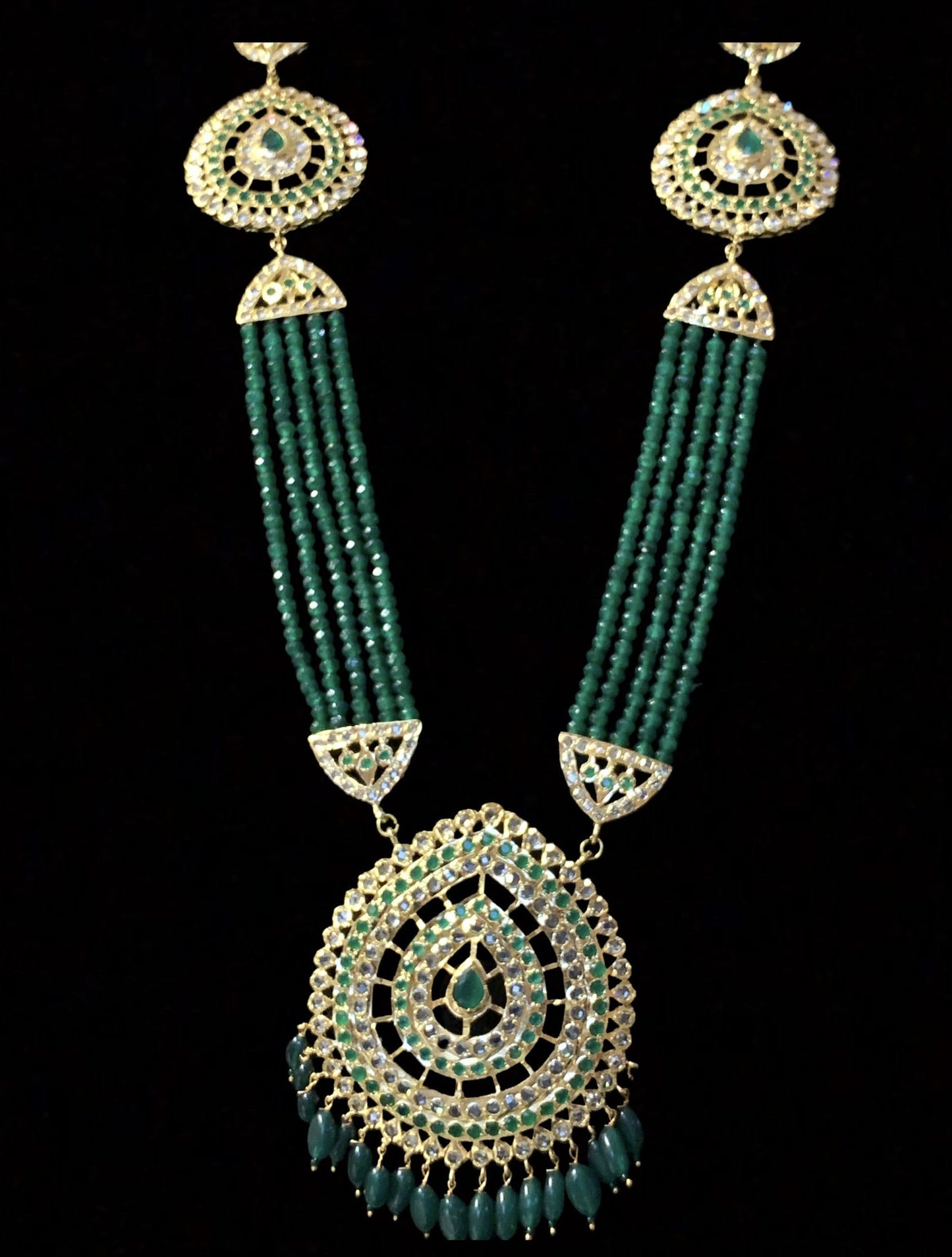 Nadine long hyderabadi rani haar ( green) ( READY TO SHIP )
