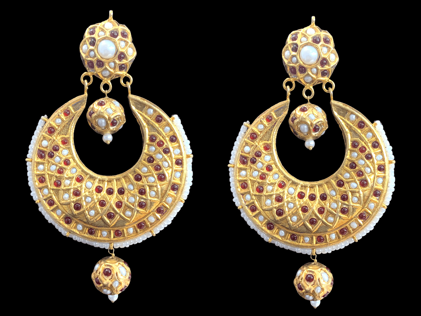 DER304 Ruby kundan Chandbali earrings ( READY TO SHIP)