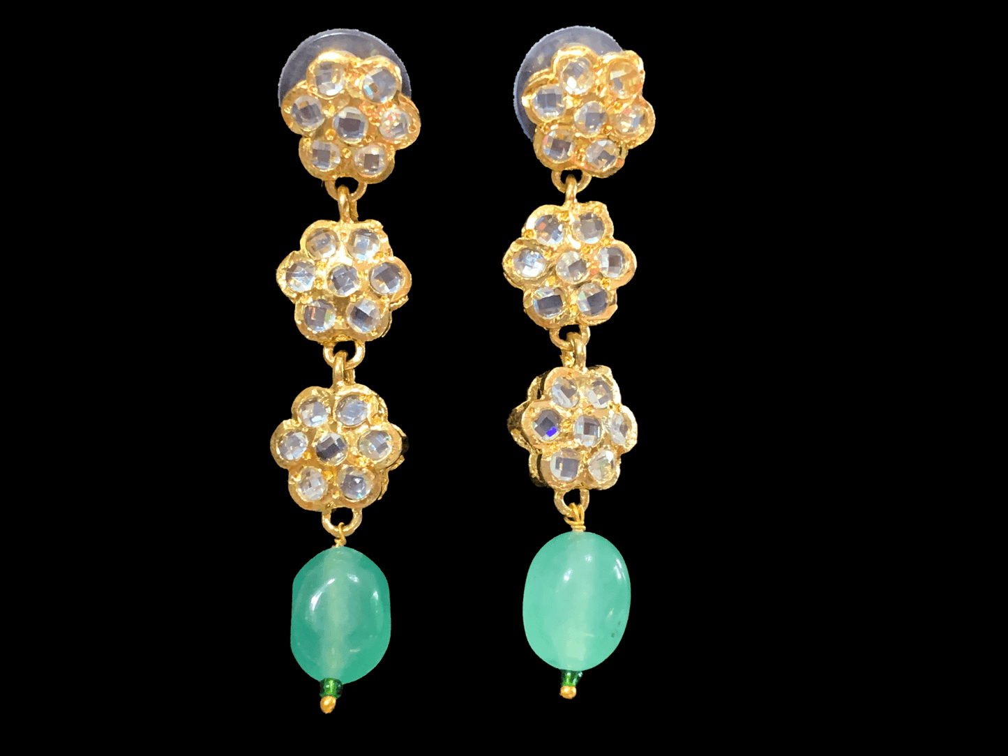 NS11 Meenaz necklace set - light green beads ( READY TO SHIP )