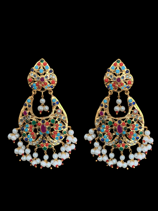 DER178 Panchi high quality Hyderabadi chandbali in navratan  ( READY TO SHIP )