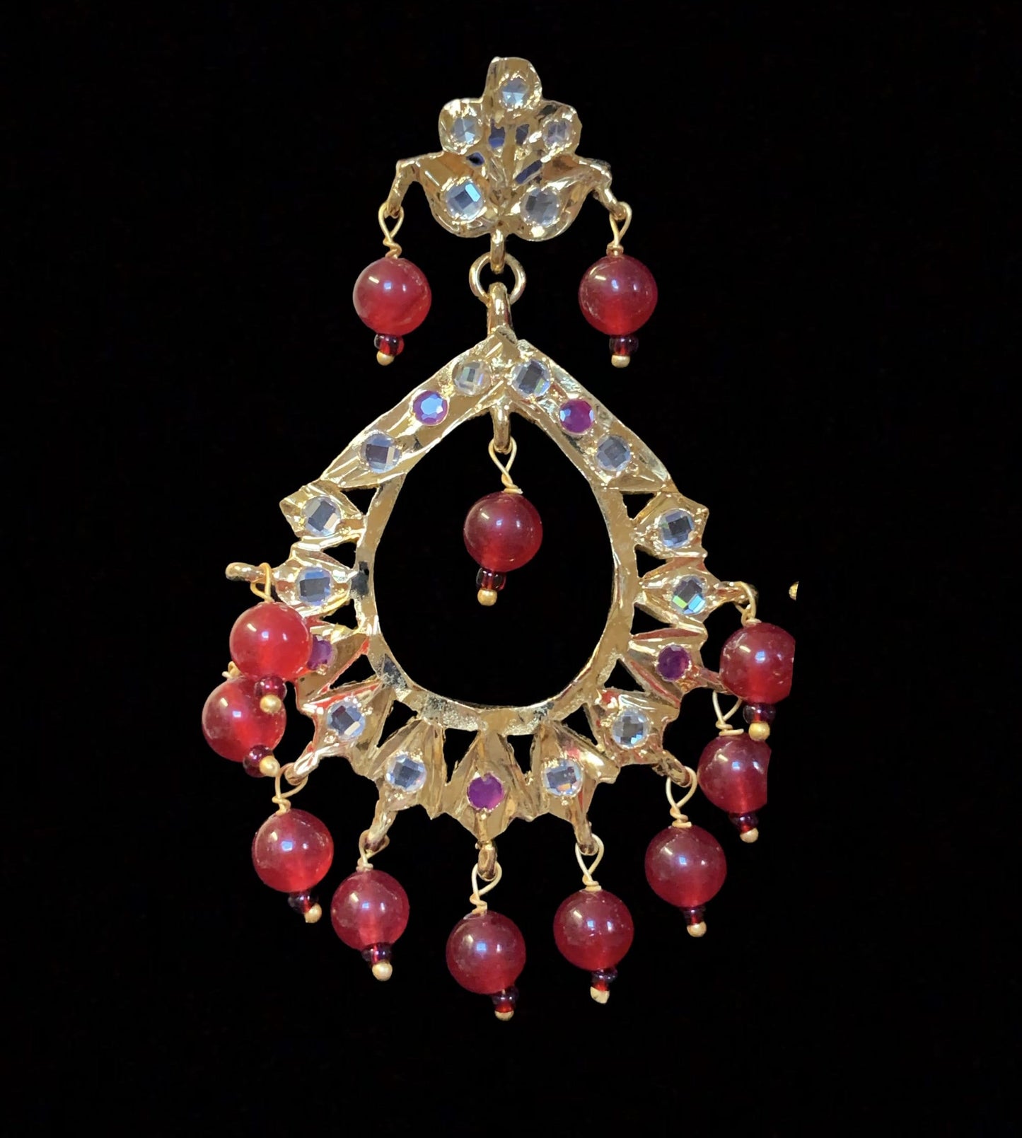 DER270 Maria chandbali in red beads (READY TO SHIP )