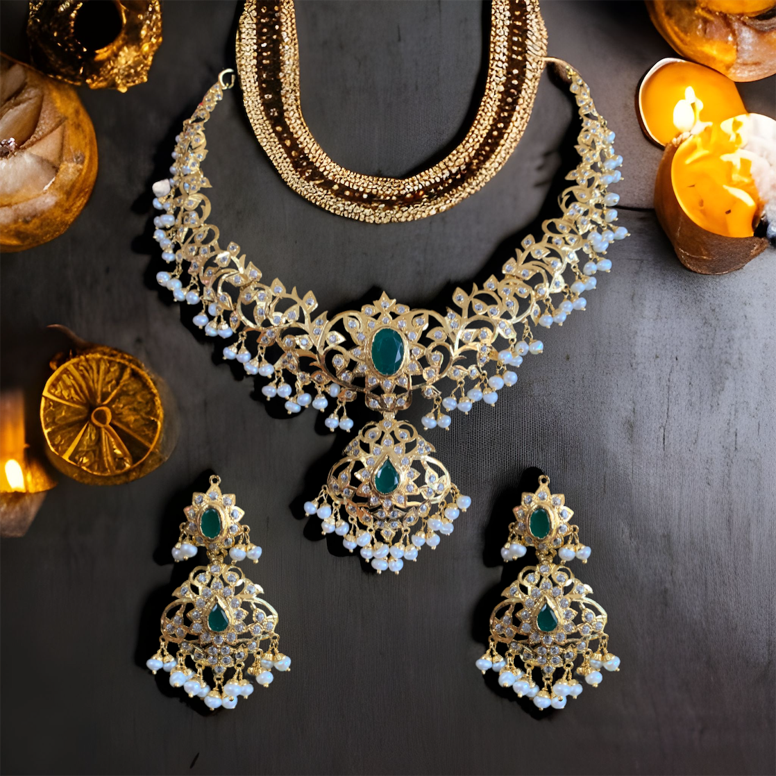 AFSANA gold plated silver necklace set ( SHIPS IN 5 WEEKS )