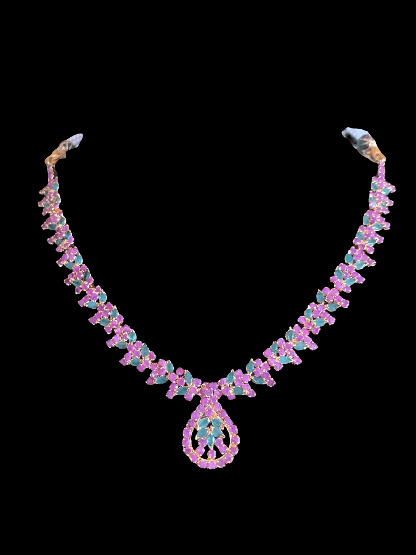 NS42 ruby emerald gold plated necklace set ( READY TO SHIP)