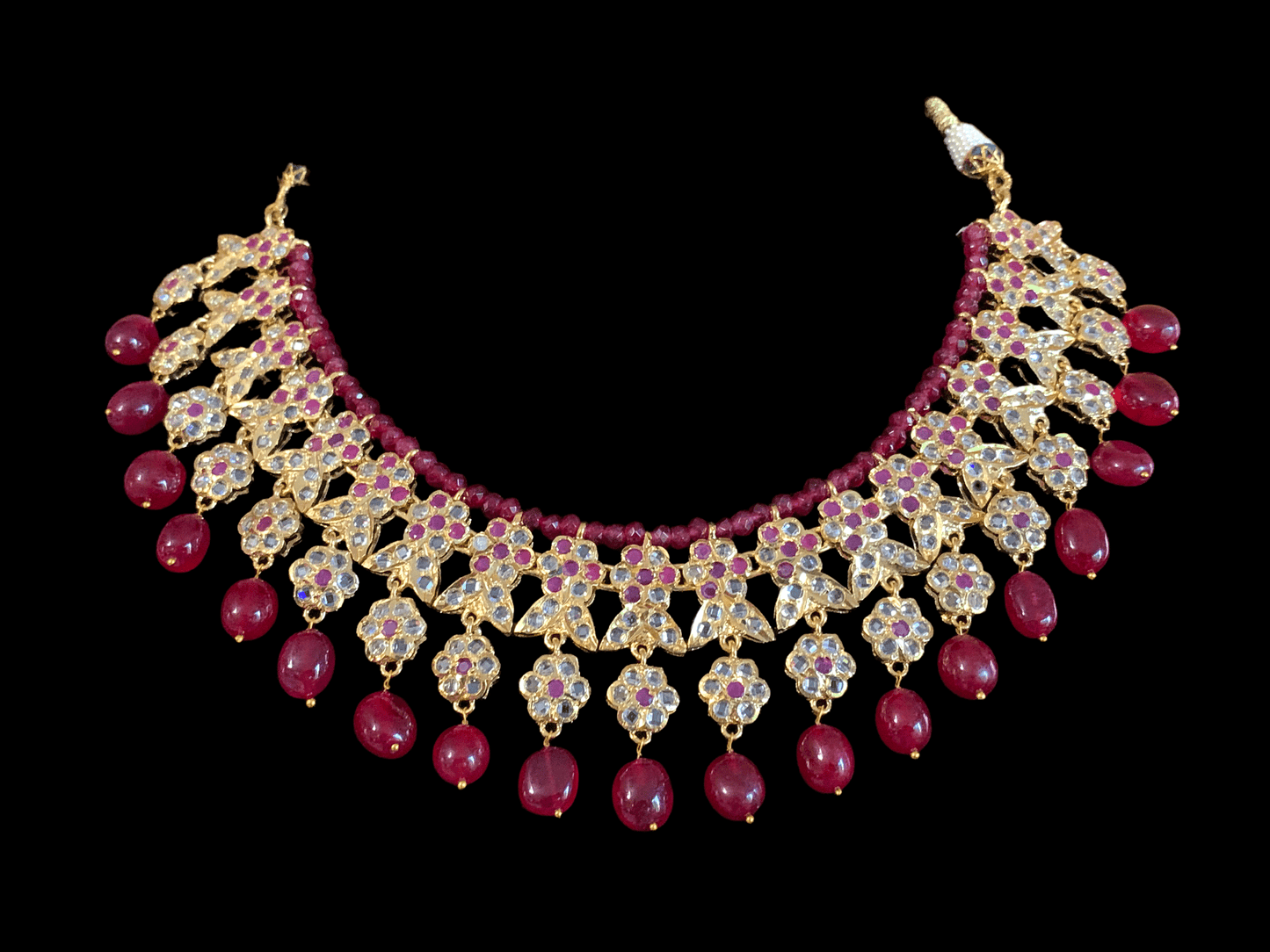 NS231 Parisha necklace set in ruby ( SHIPS IN 4 WEEKS )