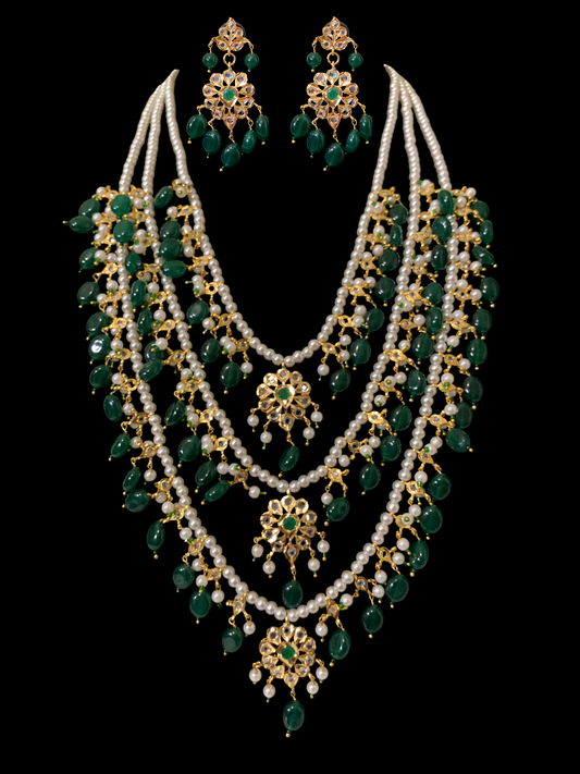 SAT67 Fiona emerald three layer necklace set ( SHIPS IN 4 WEEKS  )