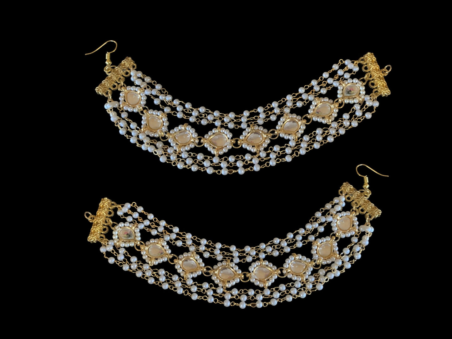 Kundan and pearl ear supports (READY TO SHIP )