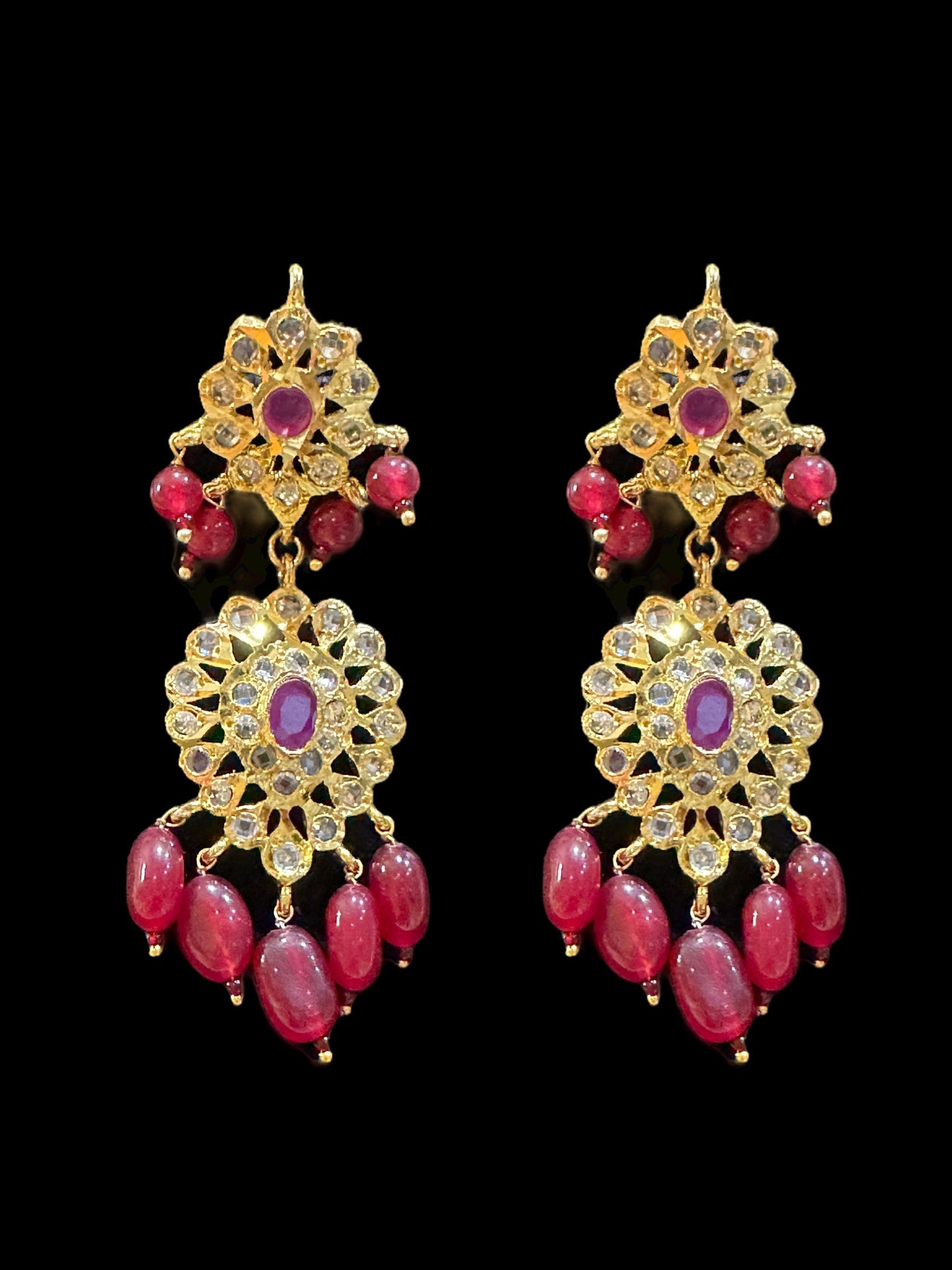 DNS15 Palakh ruby mango necklace set (SHIPS IN 4 WEEKS )