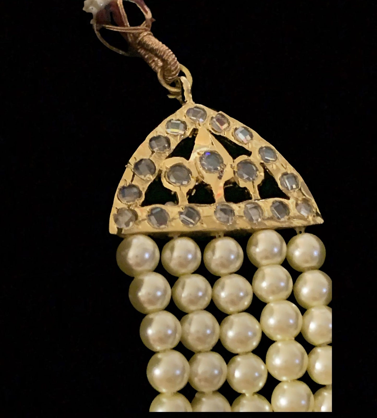 Zarnash gold plated ( off white ) long necklace with earrings (READY TO SHIP)