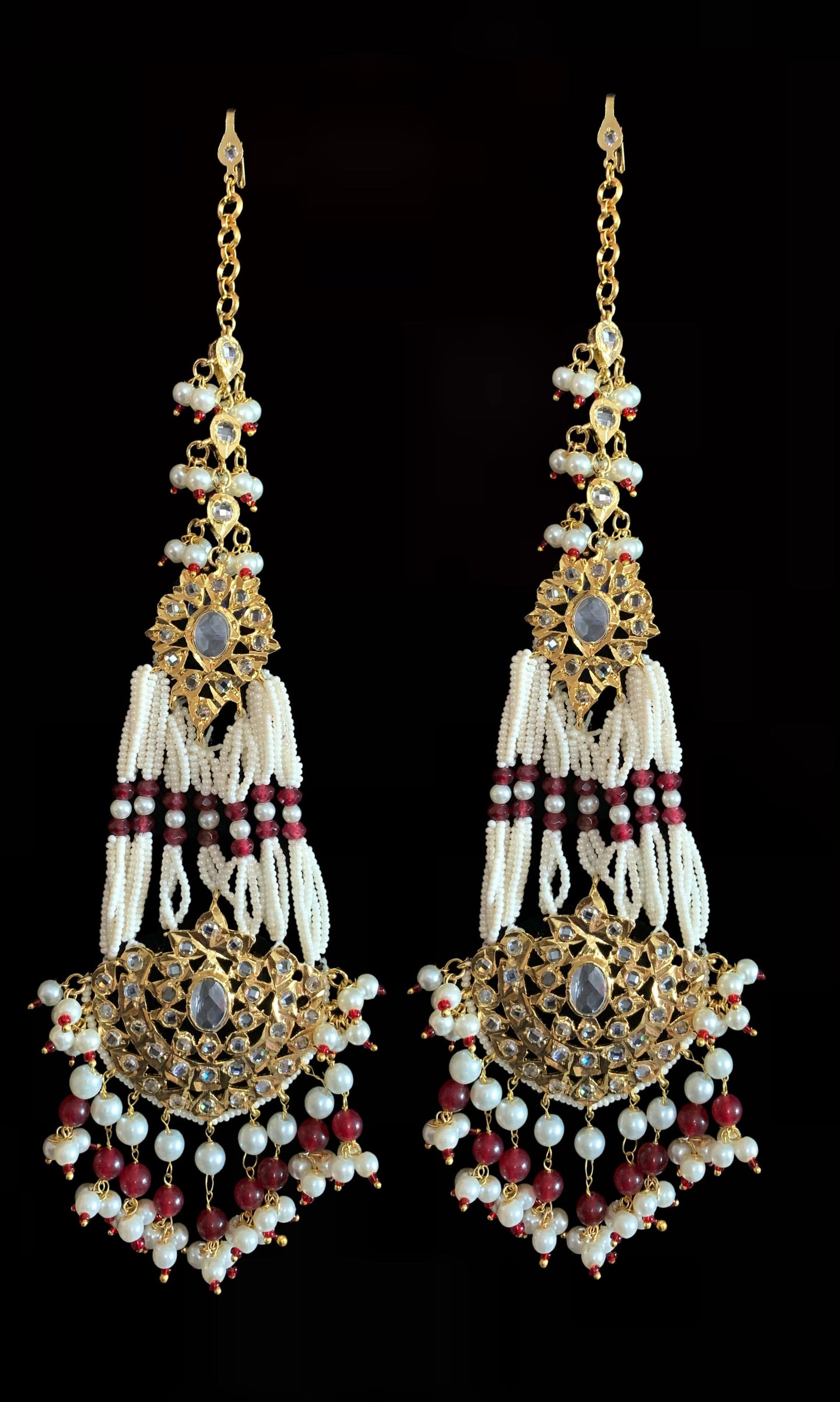 DER83 Lana jhoomar earrings - Ruby ( READY TO SHIP )