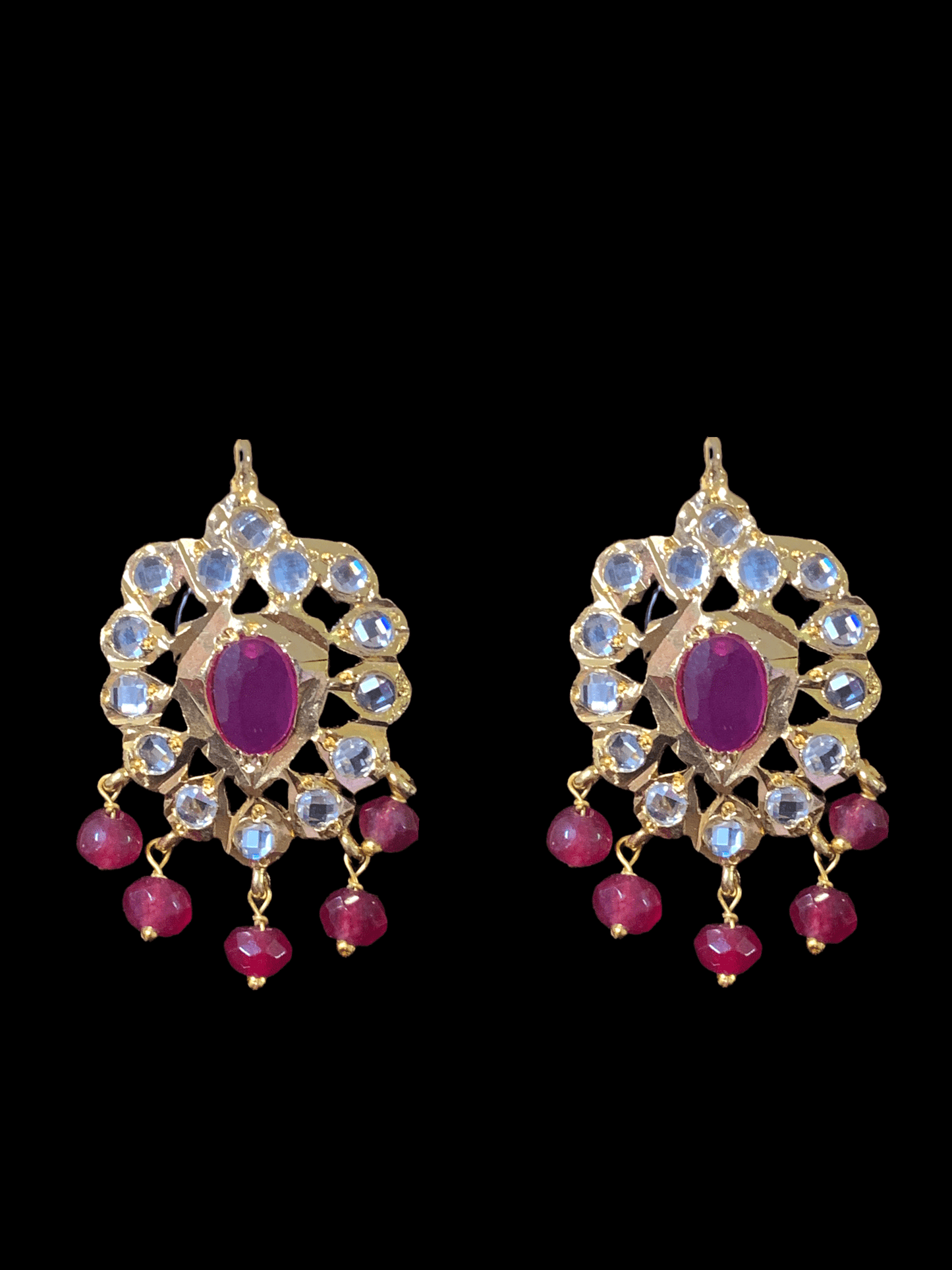 NS213 Meeraj necklace set ( red / ruby ) ( SHIPS IN 4 WEEKS )