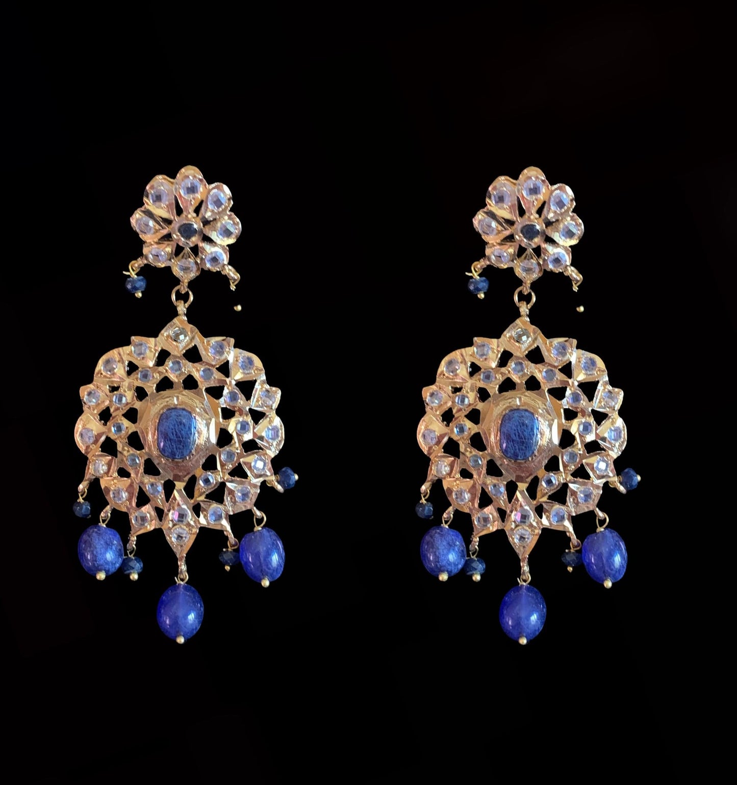 LN40 Hyderabadi Rani haar in sapphire beads and stones ( SHIPS IN 4 WEEKS )