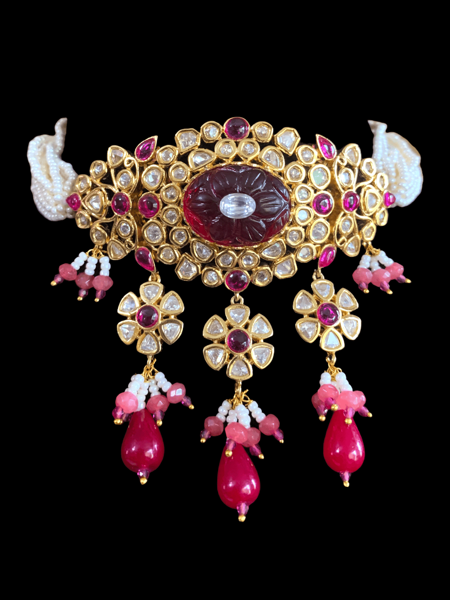 C124 cz polki choker in ruby ( READY TO SHIP )