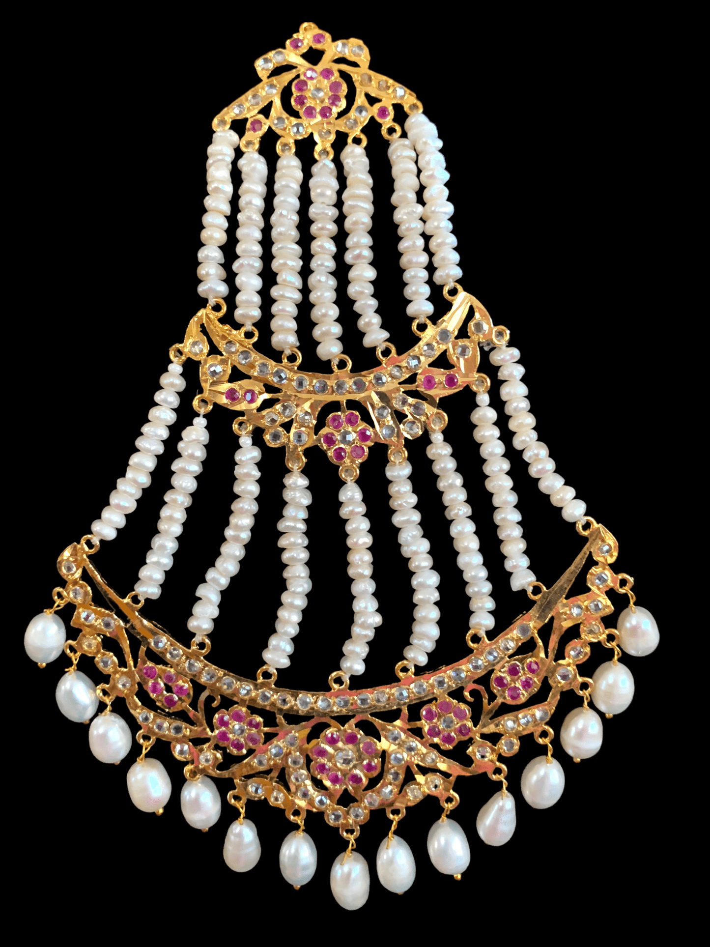 DJHR54 Insia jhoomar in fresh water pearls and rubies ( READY TO SHIP )