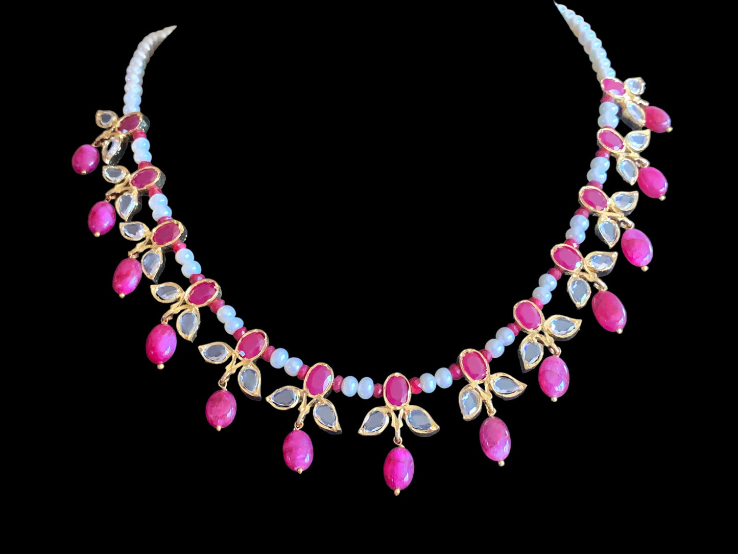 ZAFRIN gold plated silver necklace set in ruby ( SHIPS IN 4 WEEKS )