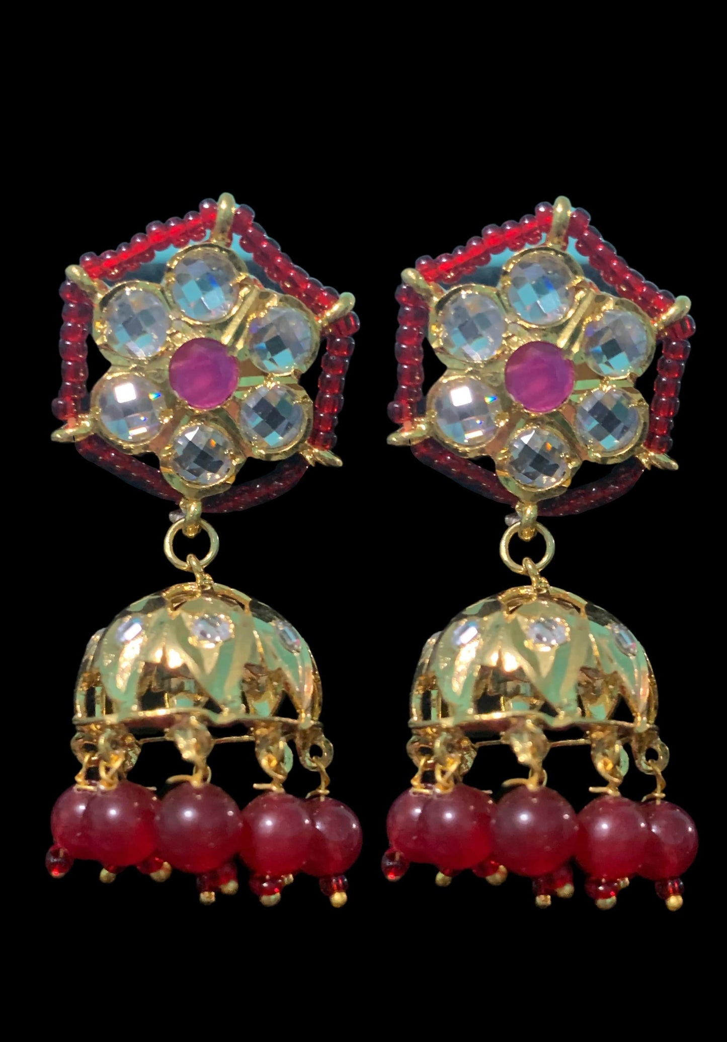 NS112 Ruby flower necklace set ( READY TO SHIP)