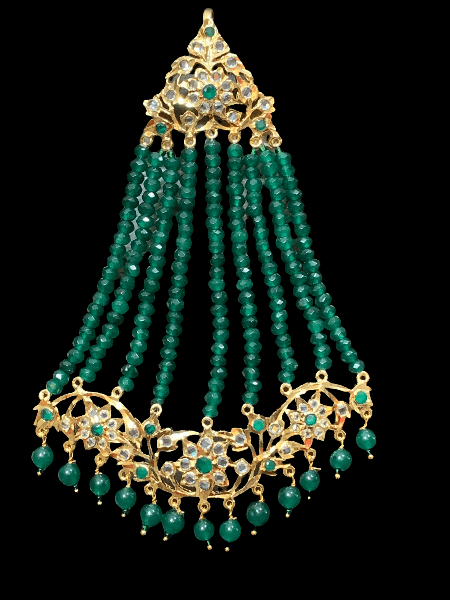 Abira jhoomar in green beads ( READY TO SHIP )