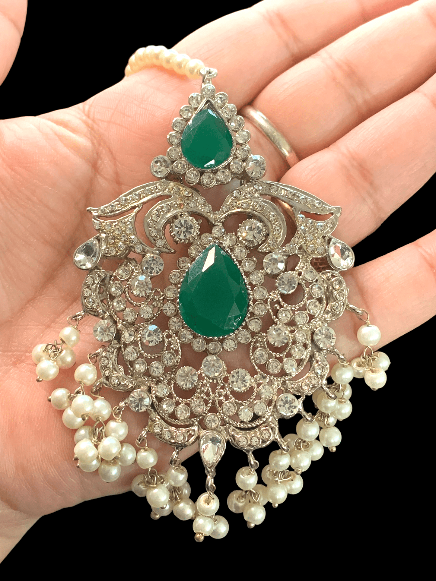 DER302 Raaga pakistani zircon earrings in green ( READY TO SHIP )