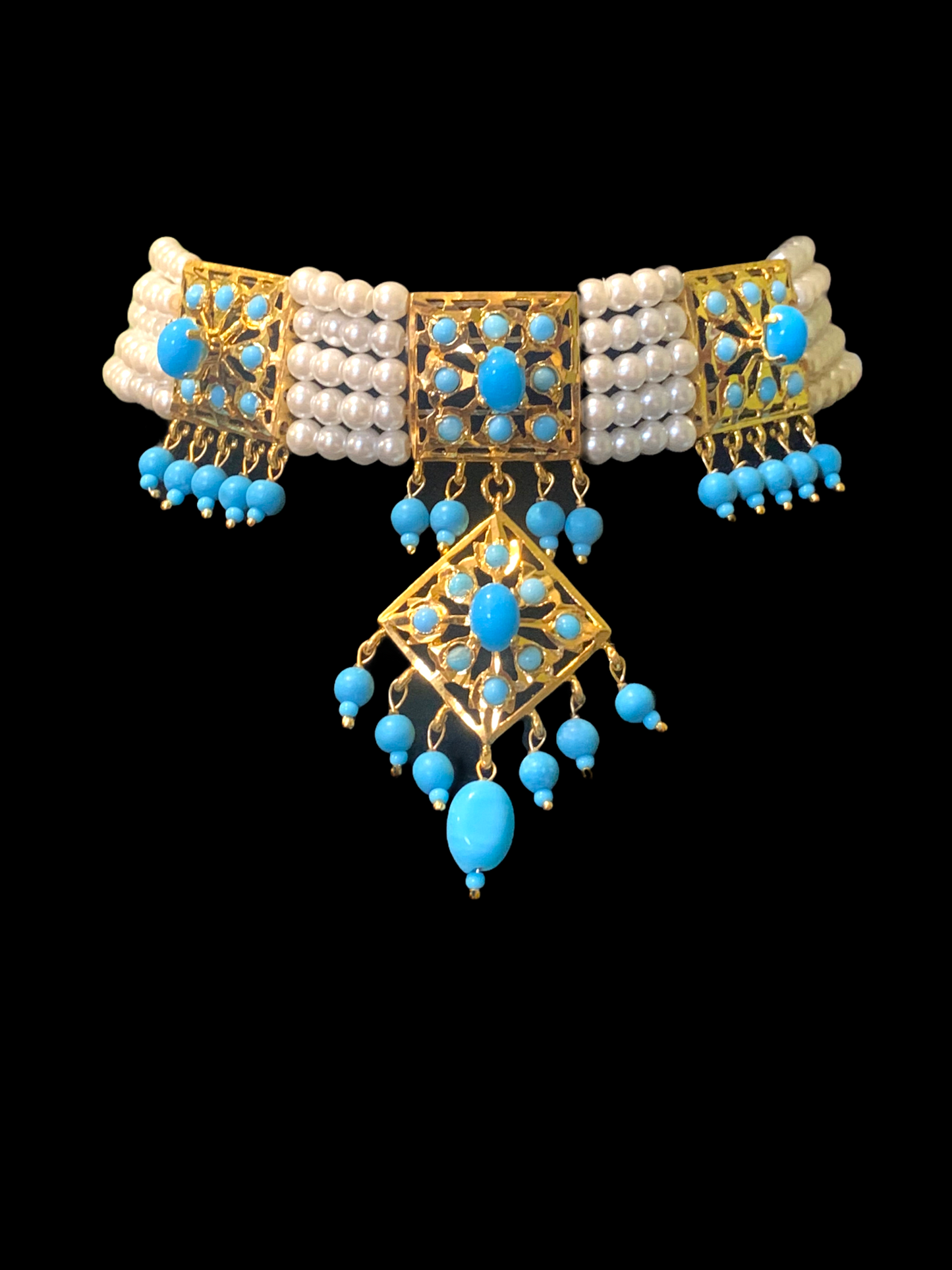 C197 Anushay ferozi / turquoise choker with earrings (SHIPS IN 4 WEEKS )