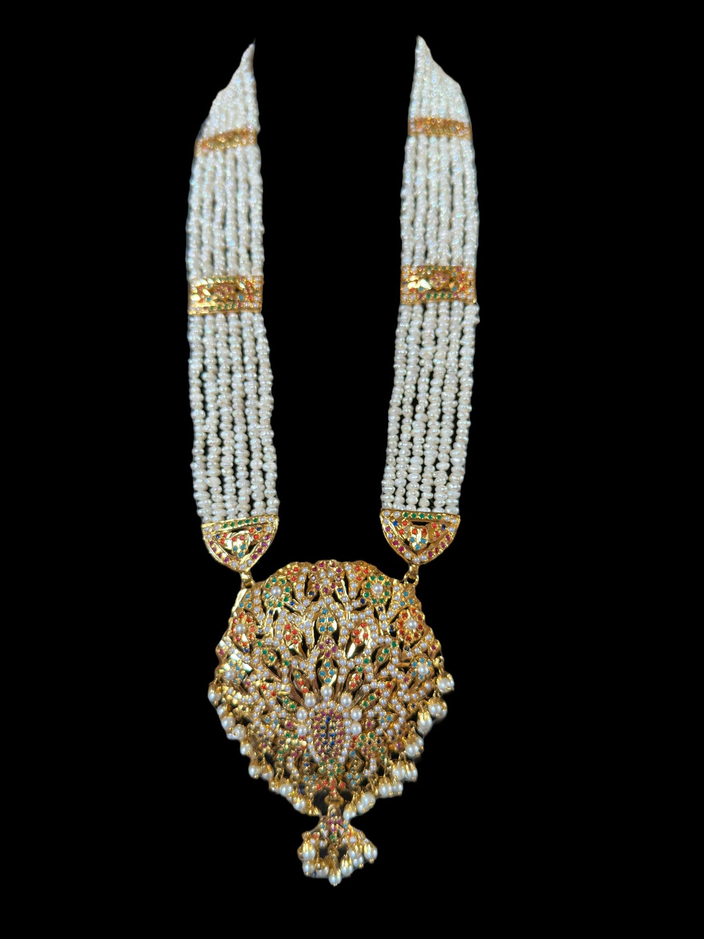 LN208 punjabi Jadau Rani haar in fresh water pearls ( READY TO SHIP )
