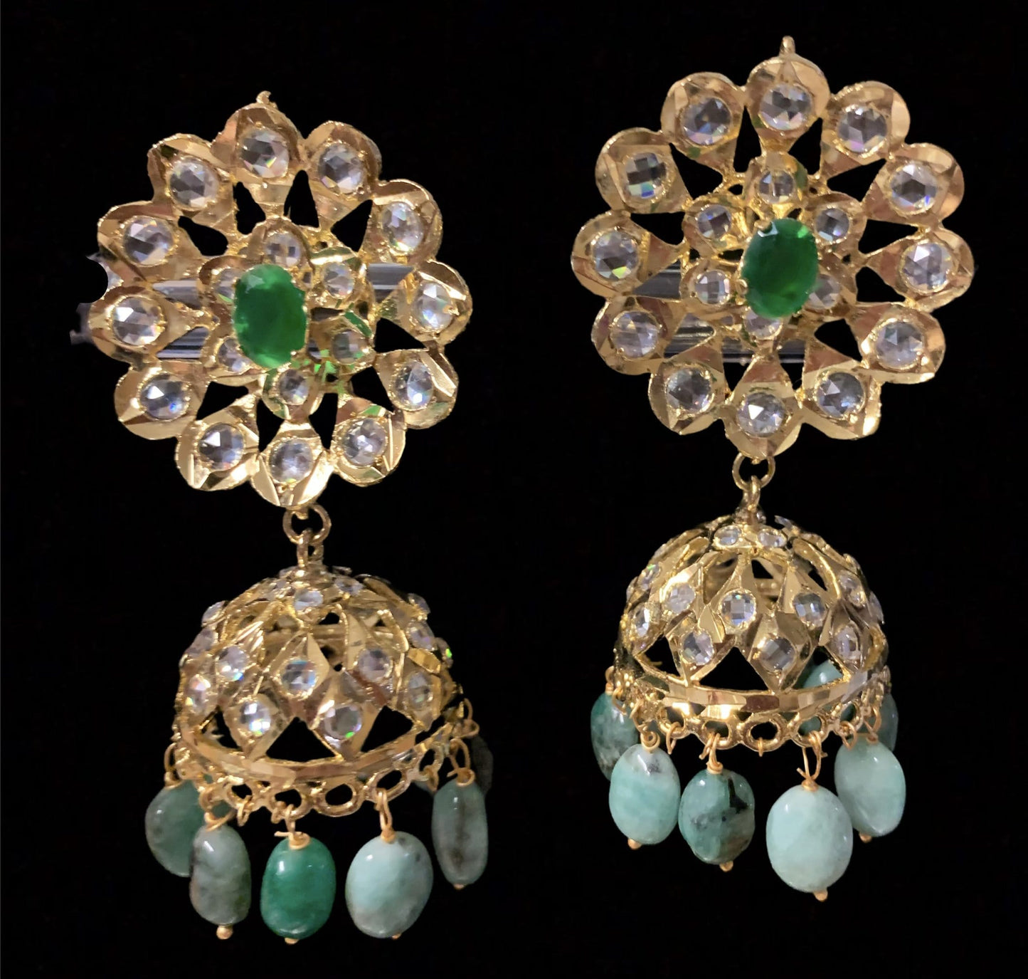 Aleezay necklace set with real emerald beads (SHIPS IN 2 WEEKS)