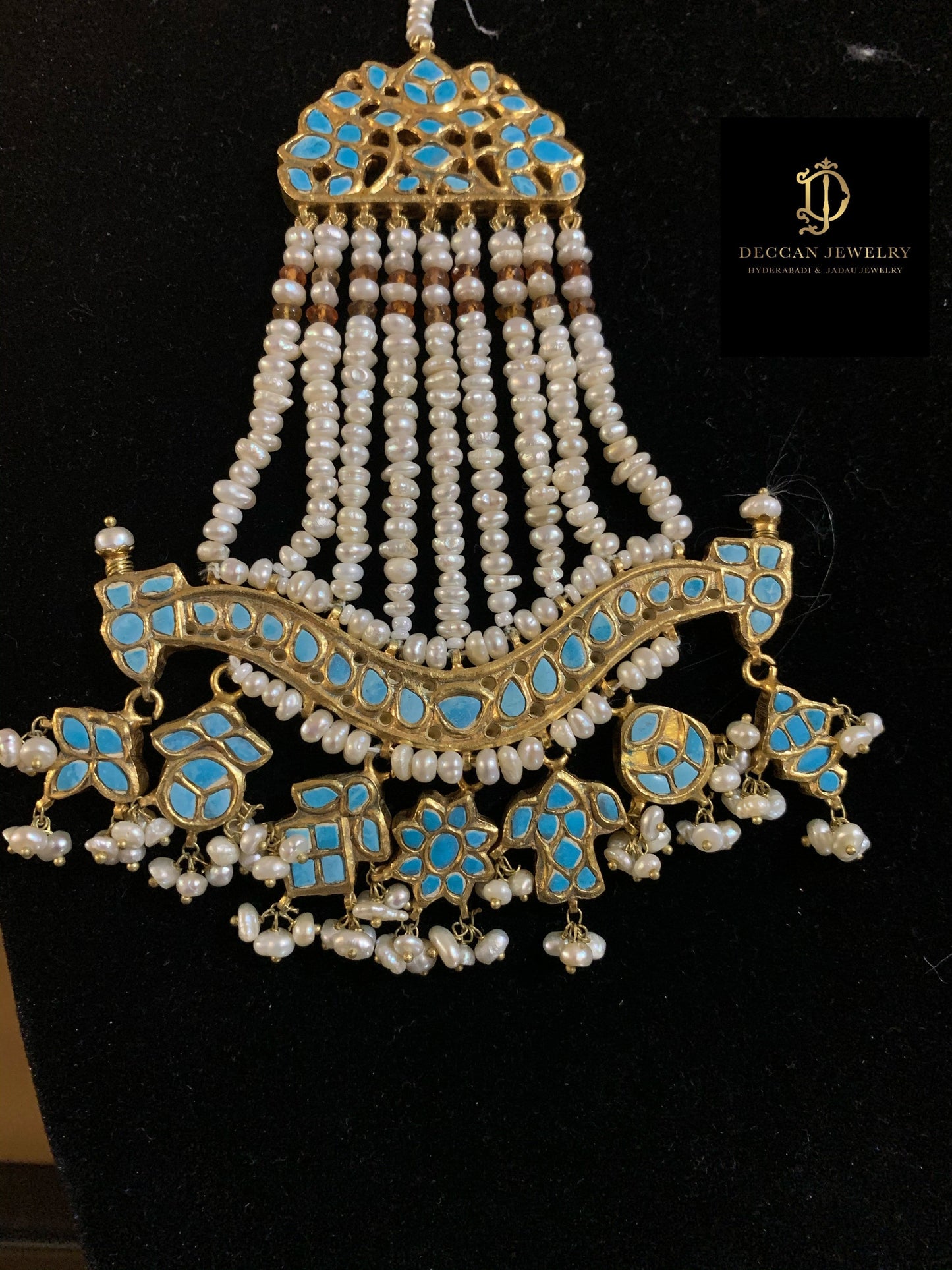 JTK1 Anuja jhoomar tika in feroza/ turquoise ( SHIPS IN 4 WEEKS )