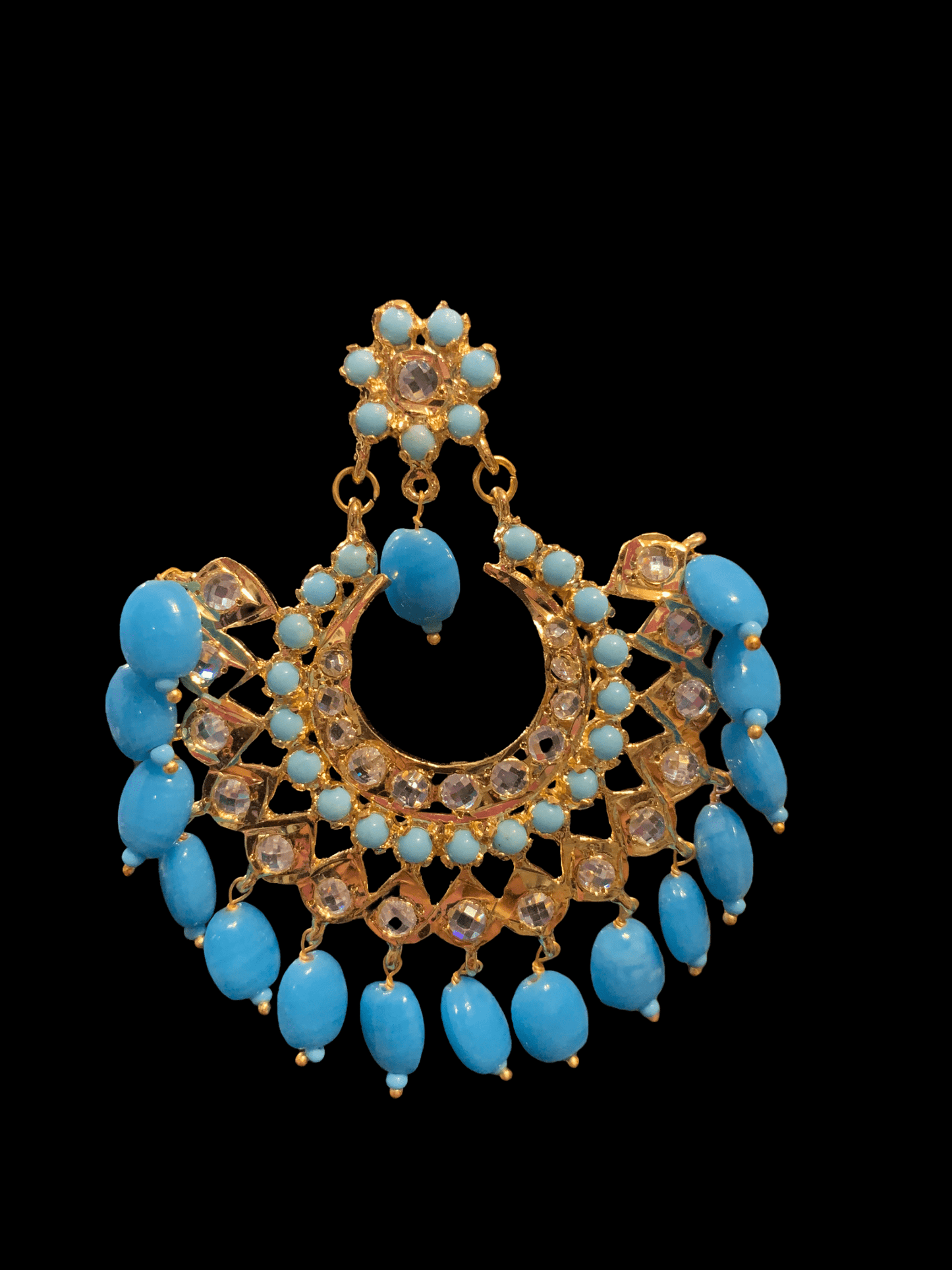 DER319 Ipsita Chandbali in turquoise ( SHIPS IN 3 WEEKS )