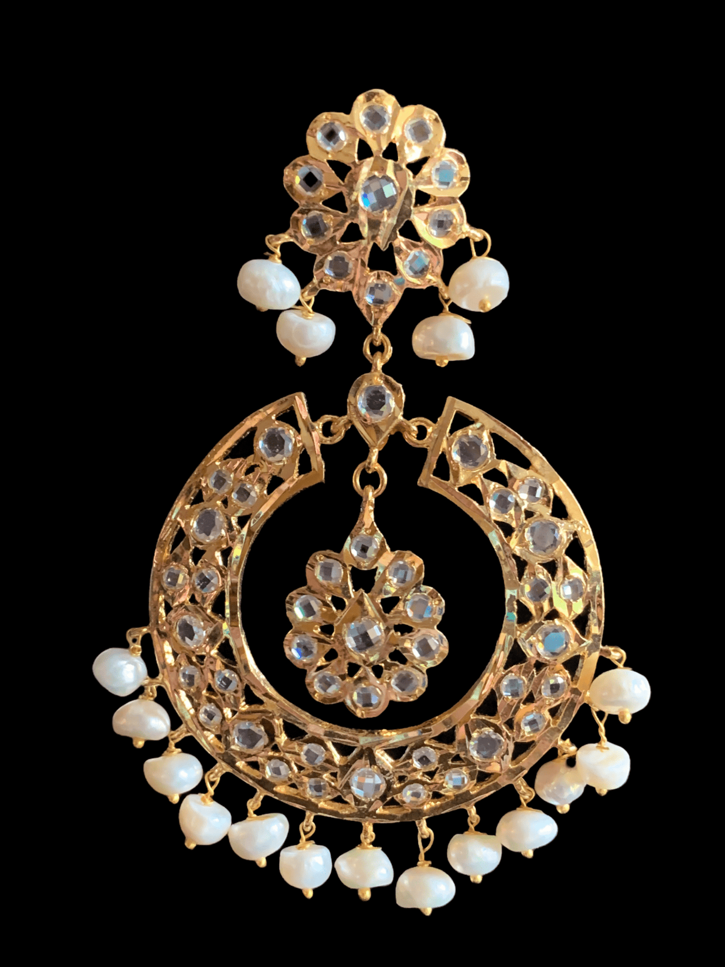 DER175 Reeba chandbali in fresh water pearls (SHIPS IN 4 WEEKS )