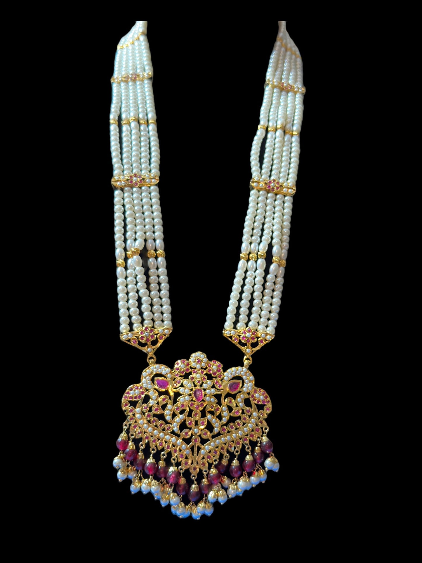 DLN19 Neeli rani haar with earrings in ruby ( SHIPS IN 4 WEEKS )