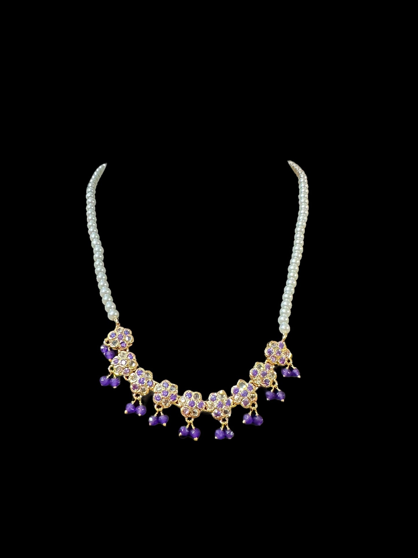 DNS32 purple / amethyst Cz necklace with earrings ( SHIPS IN 2 WEEKS )