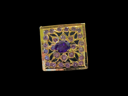 DJR79 Gold plated square ring-  amethyst (  ships in 4 weeks  )