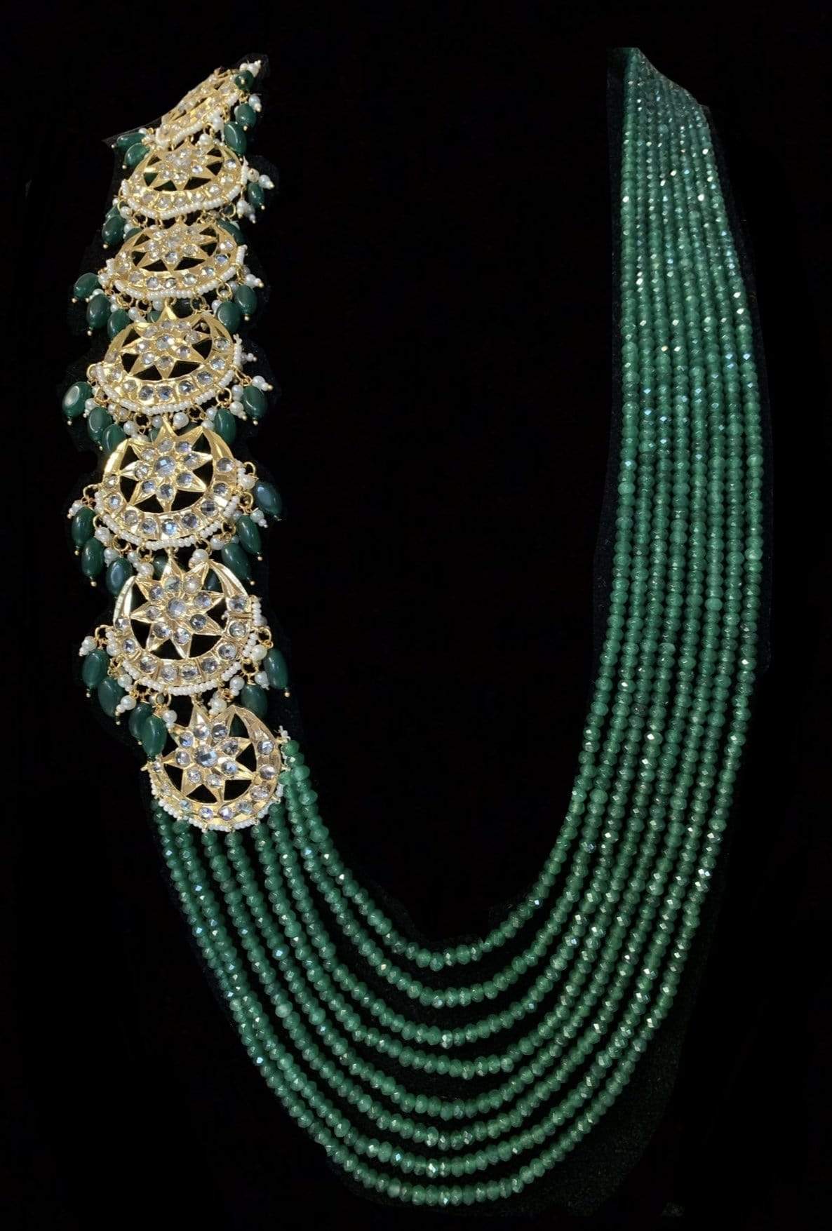 LN82 Darika Multi brooch necklace set ( GREEN ) ( SHIPS IN 4 WEEKS )