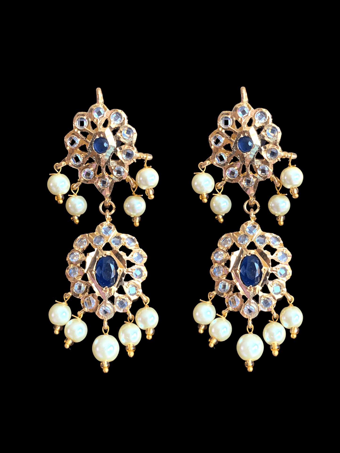 NS233 Ila nizami mango style bridal necklace with earrings in blue (SHIPS IN 4 WEEKS )