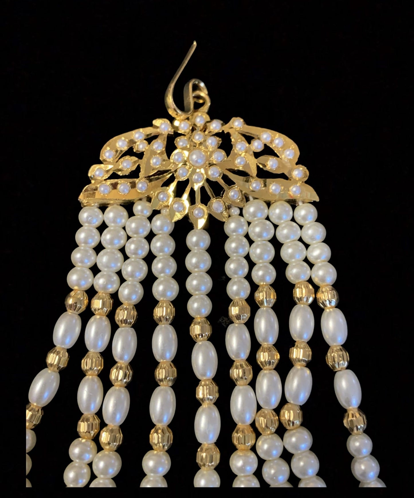 DJHR44 Hema jadau jhoomar in pearls ( READY TO SHIP )